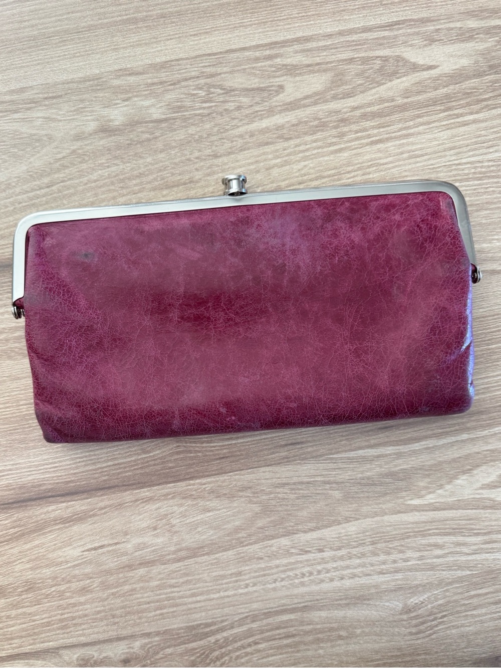 Hobo Lauren Merlot Leather Frame Clutch Wallet